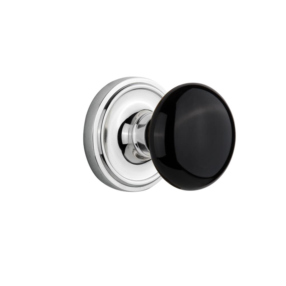 Nostalgic Warehouse CLABLK Double Dummy Classic Rose with Black Porcelain Knob in Bright Chrome